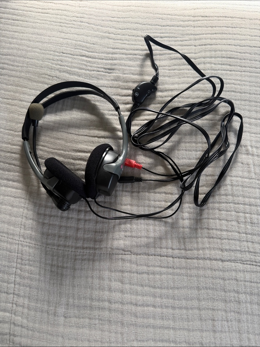Labtec C-324 stereo headset with boom microphone.